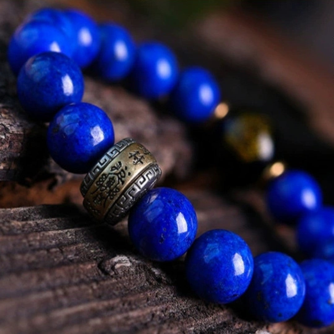 Grade A Lapis Lazuli Buddha Beads Bracelet