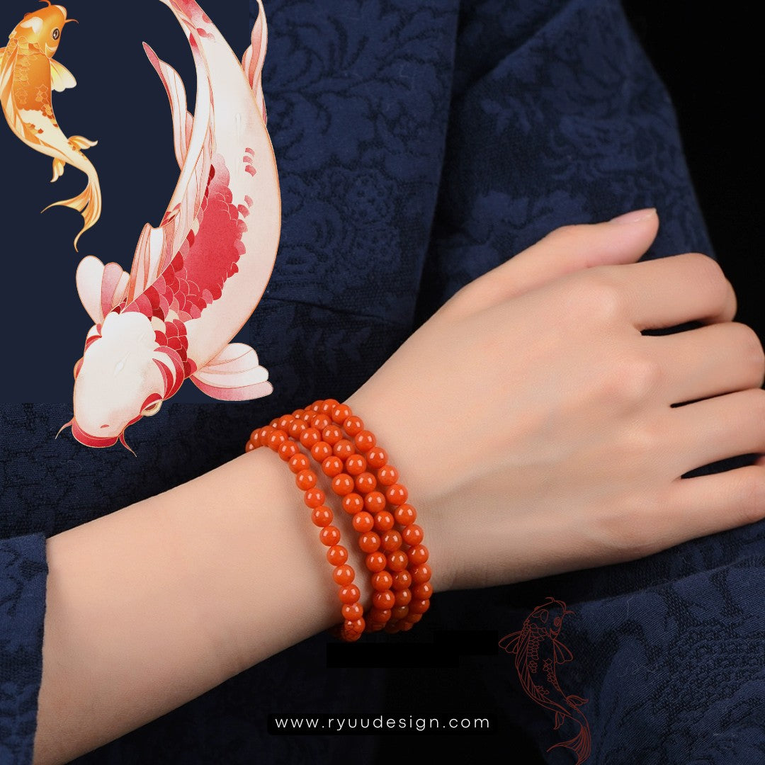 Grade A Red Agate Gemstone Buddha Beads Bracelet