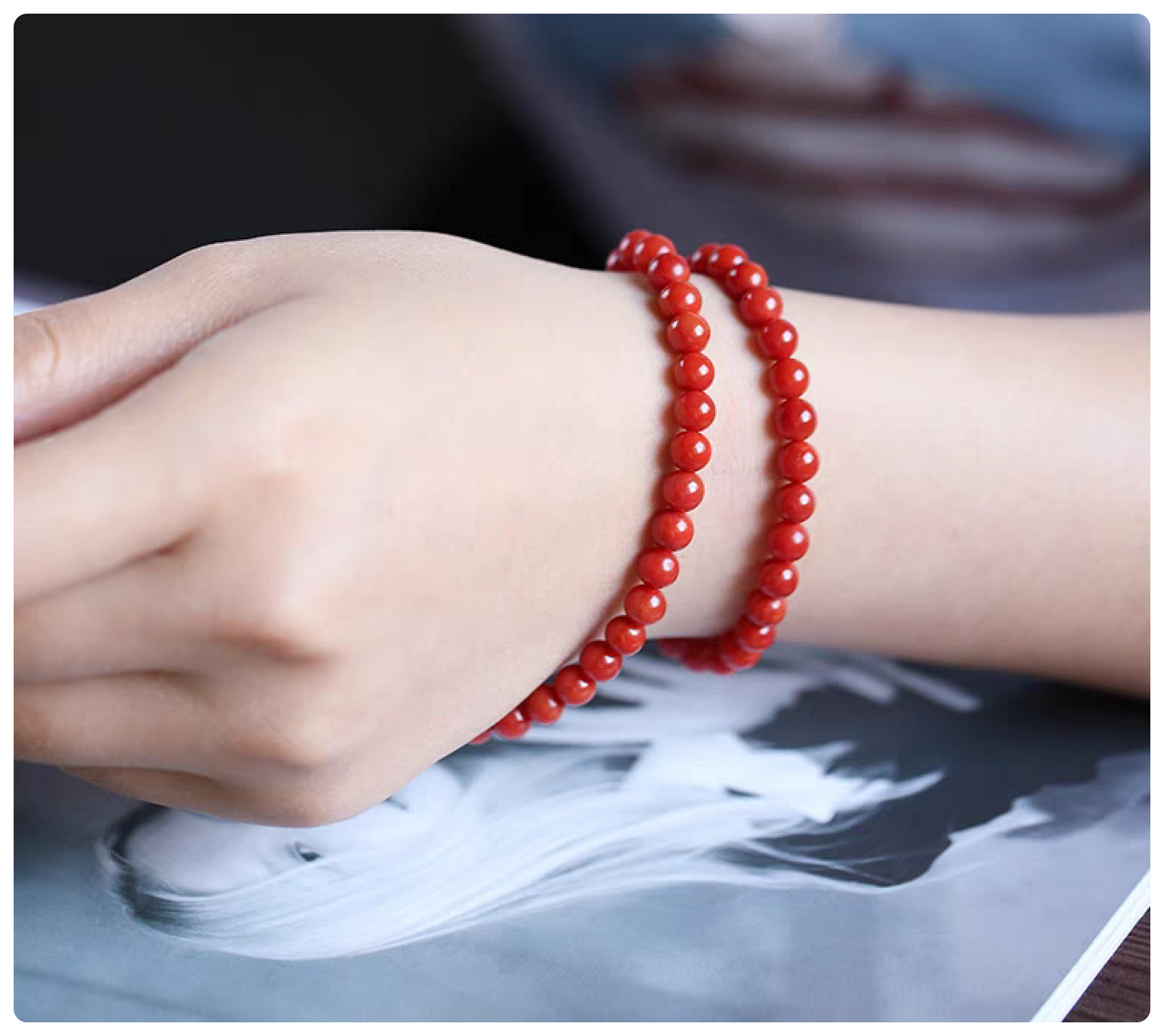 Grade A Red Agate Gemstone Buddha Beads Bracelet